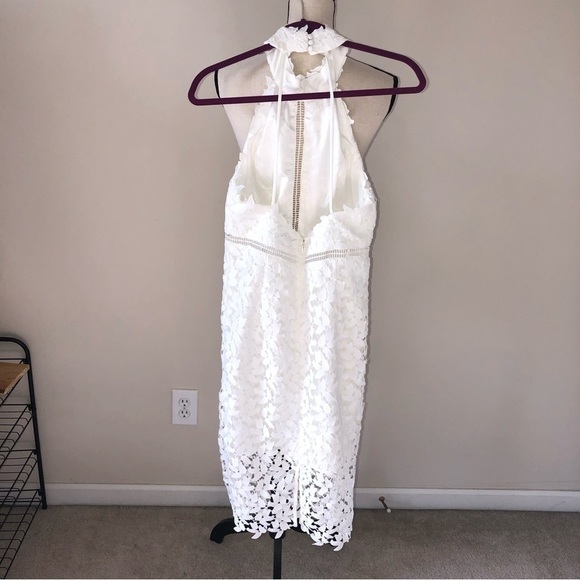 Bardot The Gemma Lace Dress Size M Halter Floral Aritzia White Cut Out Sheer - Picture 4 of 11